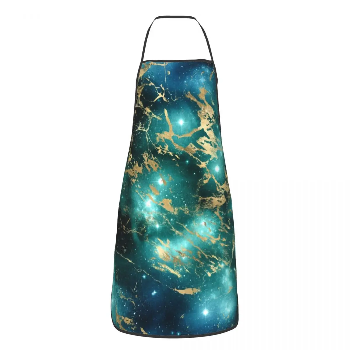 

Golden Glitter Starry Space Marble Bib Apron Adult Women Men Chef Tablier Cuisine for Kitchen Cooking Marbled Texture Baking