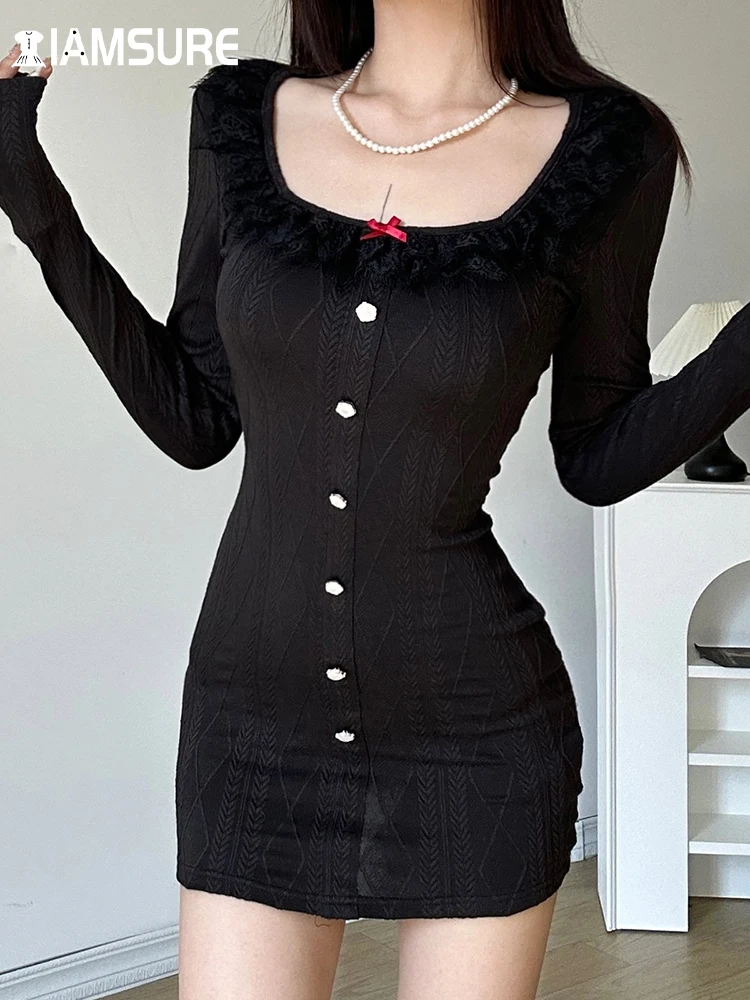 IAMSURE Basic Solid Knitted Bodycon Dress Sexy Slim Square Collar Long Sleeve Mini Dresses For Women 2023 Autumn Winter Fashion
IAMSURE Basic Solid Knitted Bodycon Dress Sexy Slim Square Collar Long Sleeve Mini Dresses For Women 2023 Autumn Winter Fashion