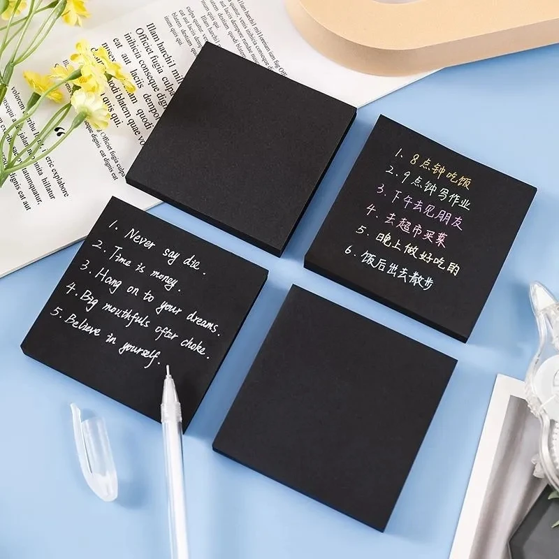 50sheet/Book Black Sticky Notes Self-Adhesive Sticky Note Pads Student Office School Stationary Memo Pad Notes Reminder
50sheet/Book Black Sticky Notes Self-Adhesive Sticky Note Pads Student Office School Stationary Memo Pad Notes Reminder