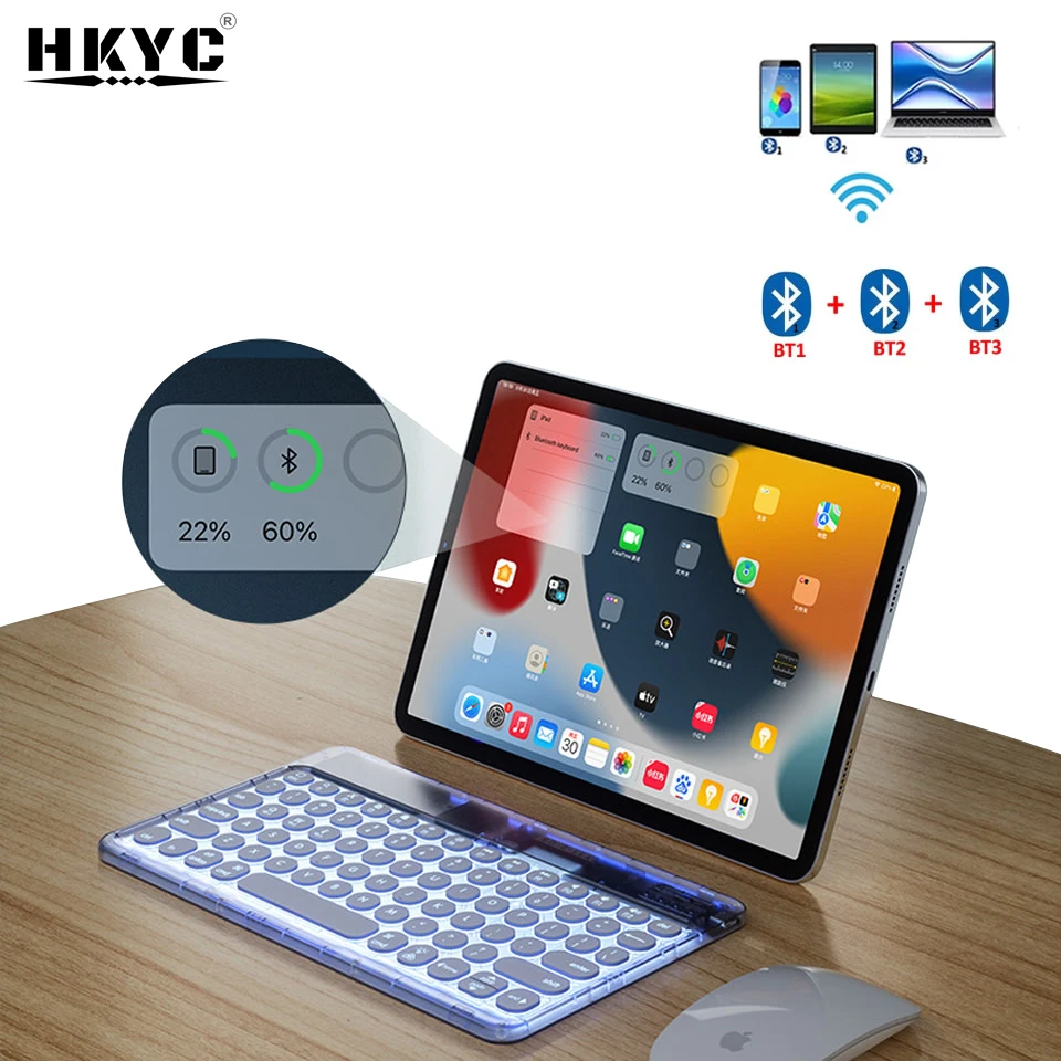 HKYC Беспроводная клавиатура для планшета Android iOS Windows Bluetooth клавиатура прозрачная RGB подсветка клавиатура для iPad телефона ноутбука
HKYC Беспроводная клавиатура для планшета Android iOS Windows Bluetooth клавиатура прозрачная RGB подсветка клавиатура для iPad телефона ноутбука