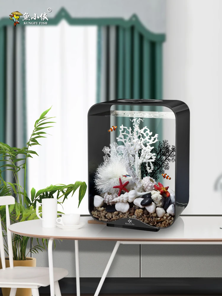 

GY Small Fish Tank Living Room Small Desktop Acrylic Change Water Goldfish Ecological Landscaping Smart Lazy