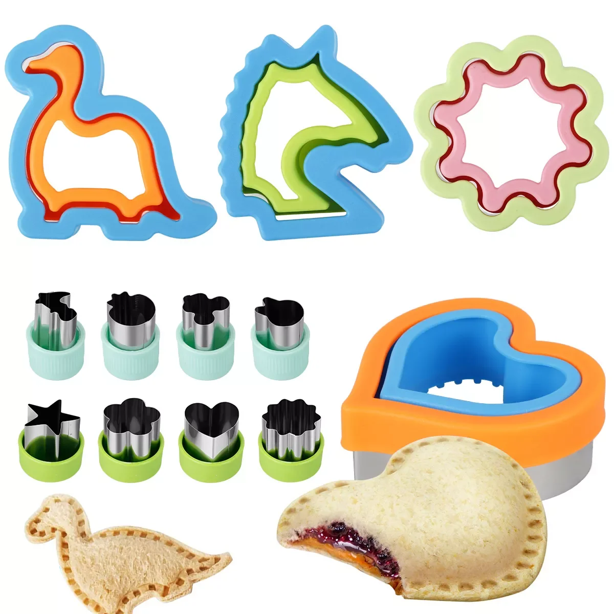 NEW2023 12Pcs Sandwich Cutters Set Stainless Steel DIY Dinosaur Heart Flower Sandwich Toast Maker Molds Cookie Cutters Mold Baki
NEW2023 12Pcs Sandwich Cutters Set Stainless Steel DIY Dinosaur Heart Flower Sandwich Toast Maker Molds Cookie Cutters Mold Baki