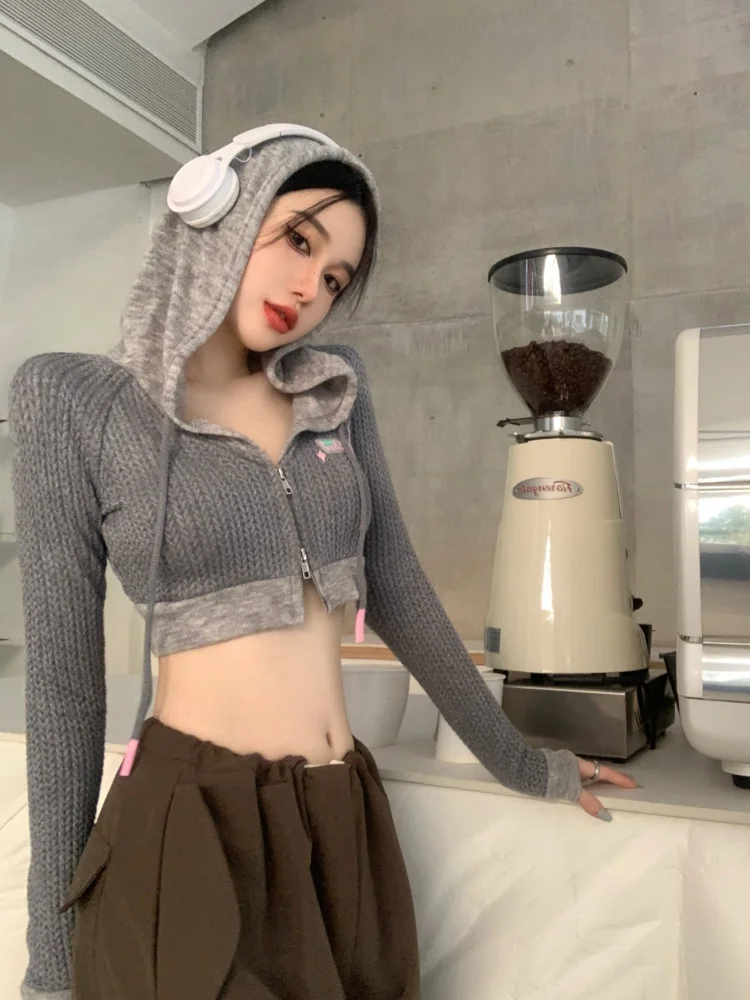 Hikigawa шикарный модный женский Американский Y2k свитер с капюшоном на молнии каргидан свитер пальто Весенняя уличная одежда повседневные кроп-топы Mujer
Hikigawa шикарный модный женский Американский Y2k свитер с капюшоном на молнии каргидан свитер пальто Весенняя уличная одежда повседневные кроп-топы Mujer