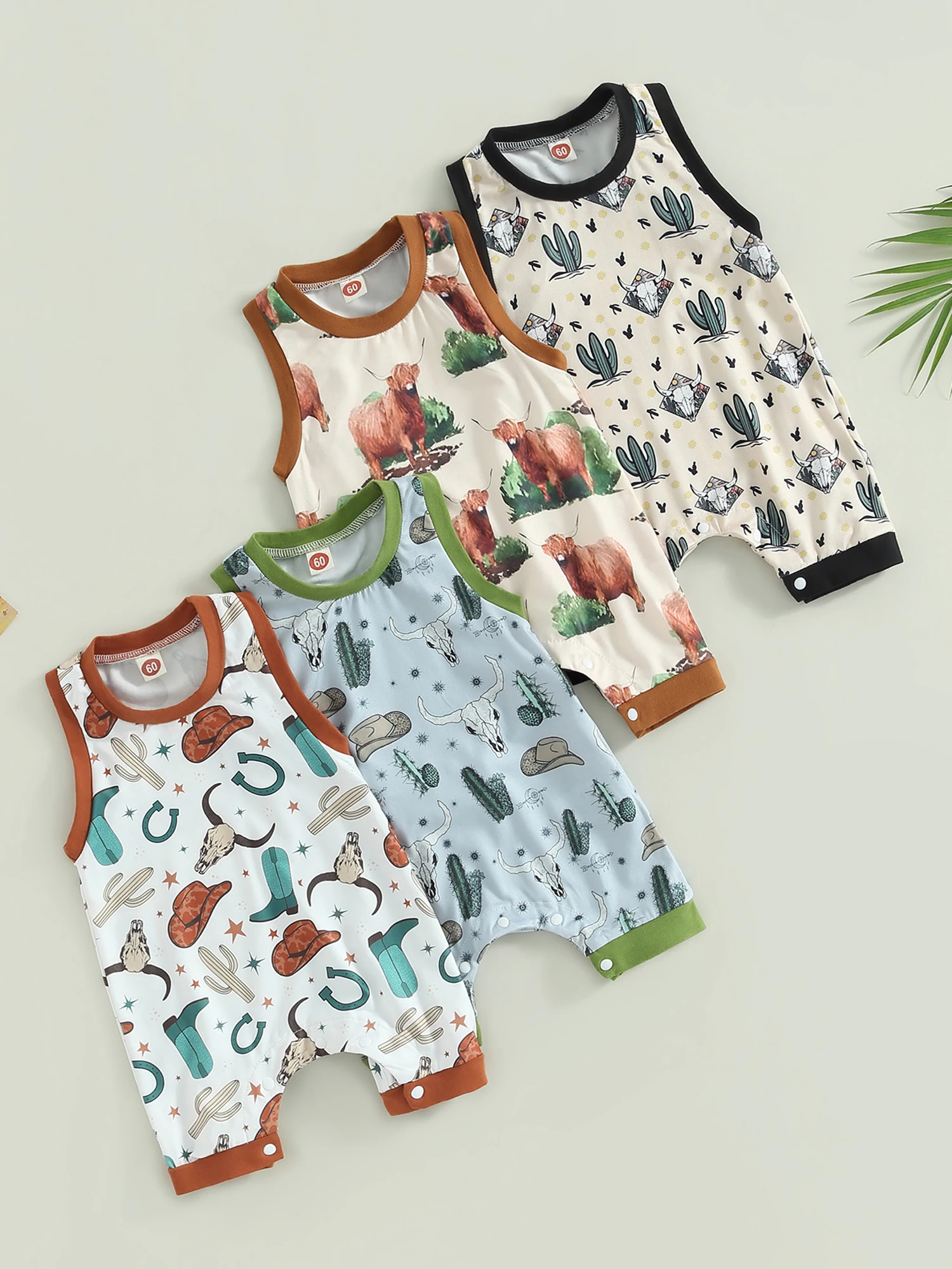 Western Baby Boy Summer Clothes Retro Cow Print Romper Sleeveless Tank Top Cute Country Cowboy Jumpsuit 0-18M
Western Baby Boy Summer Clothes Retro Cow Print Romper Sleeveless Tank Top Cute Country Cowboy Jumpsuit 0-18M