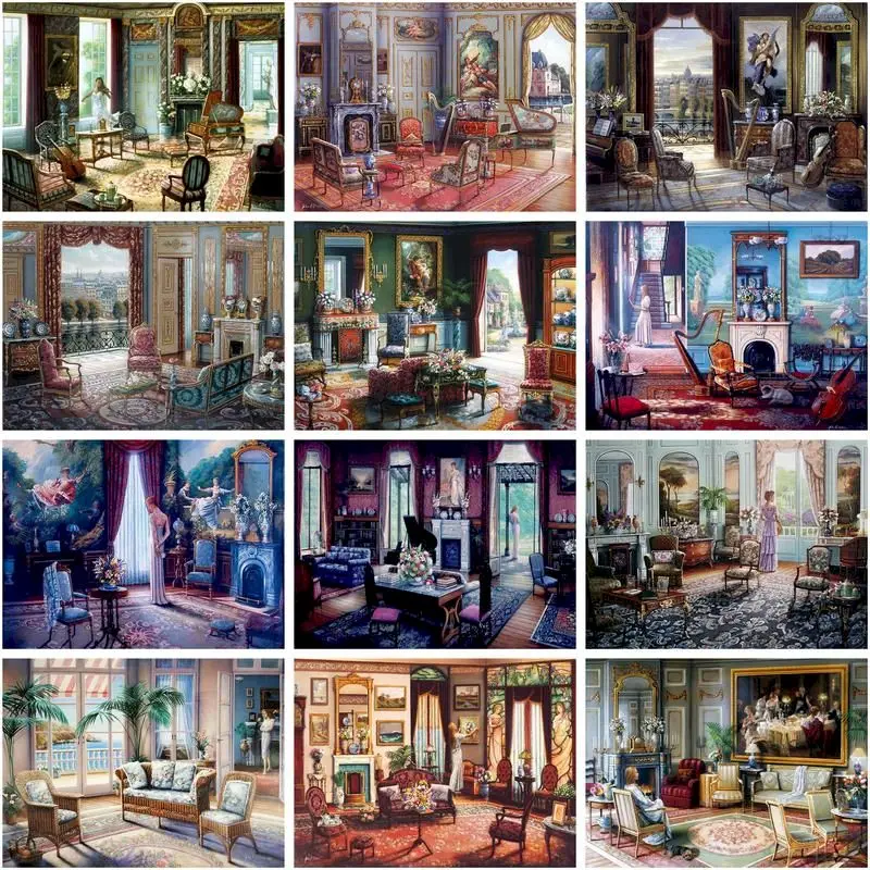 

CHENISTORY Interior Picture By Numbers Handmade Warm Indoor Decorative Paintings Scenery Number Paiting Home Decoration