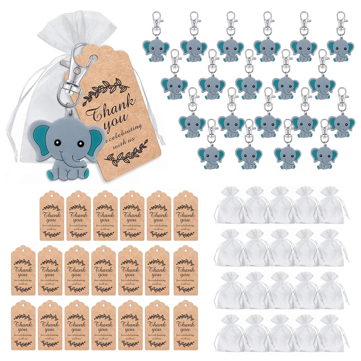20Set Cute Baby Shower Guest Gifts Elephant Keychains Organza Bags Thank You Tags for Guests Party Festival Decoration 
20Set Cute Baby Shower Guest Gifts Elephant Keychains Organza Bags Thank You Tags for Guests Party Festival Decoration