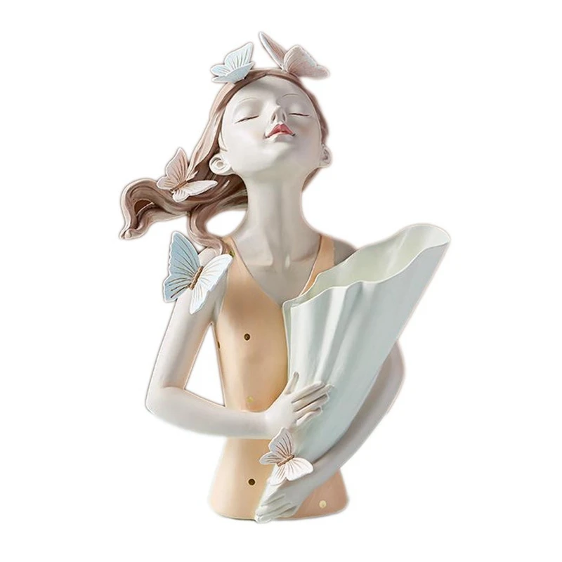 

Креативная полимерная фотография для украшения дома, статуэтка, цветочный горшок, Бабочка, девушка, Настольная Ваза