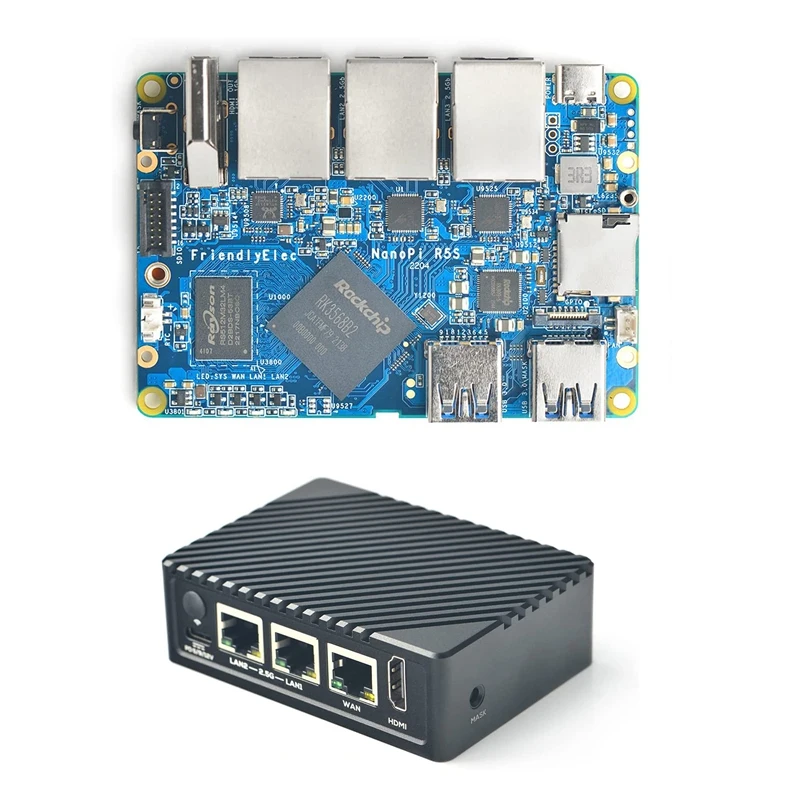 

Nanopi R5S Router A55 RK3568 Development Board Openwrt HDMI-Compatible 2.0 2.5G Gigabit Network Port Mini Router