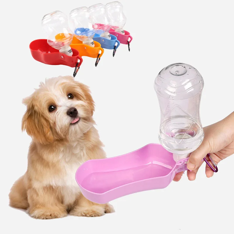 

Portable Plastic Water Bottle for Pets, Outdoor Travel, Drinking Water Feeder Bowl, Foldable Supplies, 500ml, 250ml
