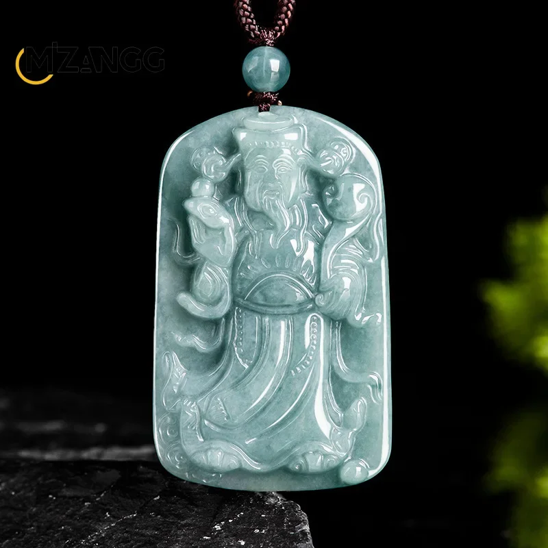 

Натуральные товары Jadeite синяя вода Бог богатства кулон ледяной этнический стиль мужчины и женщины Нефритовое ожерелье ювелирные изделия талисман на удачу