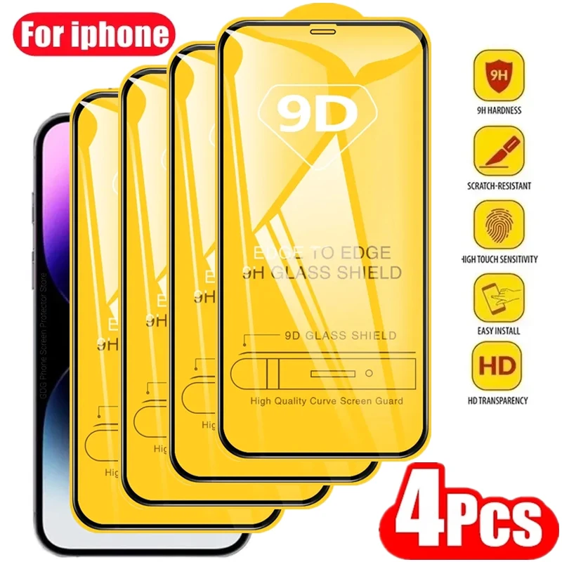 4PCS 9D Tempered Glass for iPhone 14 13 12 11 Pro Max 12Mini 13Mini 6S 7 8 Plus Screen Protector for IPhone 11 X XR XS MAX Glass
4PCS 9D Tempered Glass for iPhone 14 13 12 11 Pro Max 12Mini 13Mini 6S 7 8 Plus Screen Protector for IPhone 11 X XR XS MAX Glass