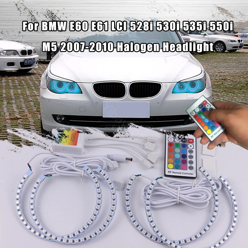 For BMW E60 E61 LCI 528i 530i 535i 550i M5 2007-2010 Halogen Headlight RF Remote Multi-Color Ultra Bright RGB LED Angel Eyes Kit
For BMW E60 E61 LCI 528i 530i 535i 550i M5 2007-2010 Halogen Headlight RF Remote Multi-Color Ultra Bright RGB LED Angel Eyes Kit