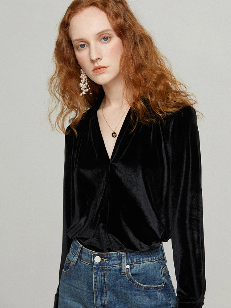Plus size Elegant office ladies velour blouse Fashion casual Women's V-neck gold velvet long sleeved shirt Burgundy Black tops
Plus size Elegant office ladies velour blouse Fashion casual Women's V-neck gold velvet long sleeved shirt Burgundy Black tops