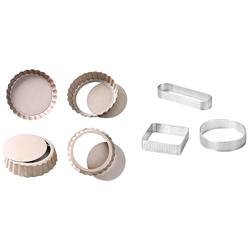 3Pcs Tart Rings Kitchen Perforated Baking Tool Mousse Mould with 4Pcs 4 Inch Quiche Pan Removable Bottom Non-Stick Tin
3Pcs Tart Rings Kitchen Perforated Baking Tool Mousse Mould with 4Pcs 4 Inch Quiche Pan Removable Bottom Non-Stick Tin