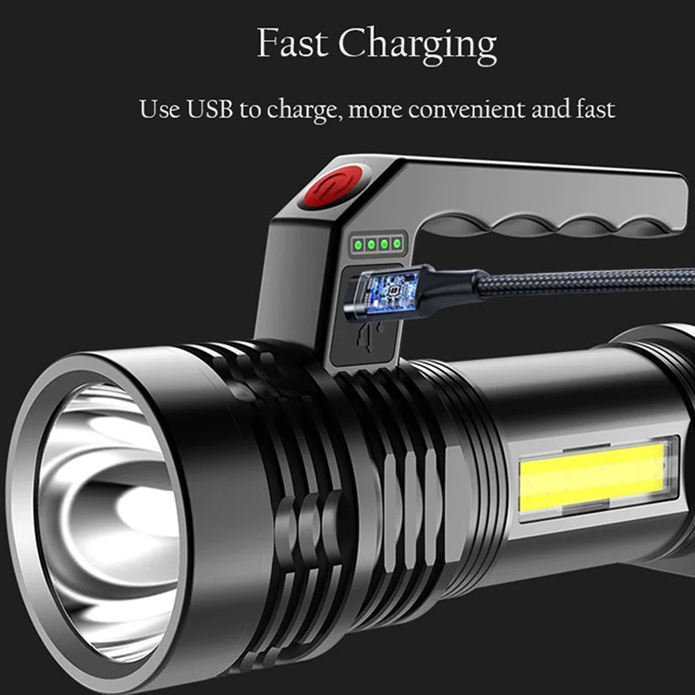 LED COB Torch Light 4 Gear Light Waterproof Portable Searchlight Micro USB Charging Handheld Torch Flashlight for Outdoor Hiking
LED COB Torch Light 4 Gear Light Waterproof Portable Searchlight Micro USB Charging Handheld Torch Flashlight for Outdoor Hiking
