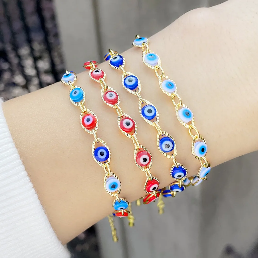 FLOLA Colorful Beads Evil Eye Bracelets for Women Copper Gold Plated Chain Greek Eye Bracelets Lucky Jewelry ojo turco brte61
FLOLA Colorful Beads Evil Eye Bracelets for Women Copper Gold Plated Chain Greek Eye Bracelets Lucky Jewelry ojo turco brte61