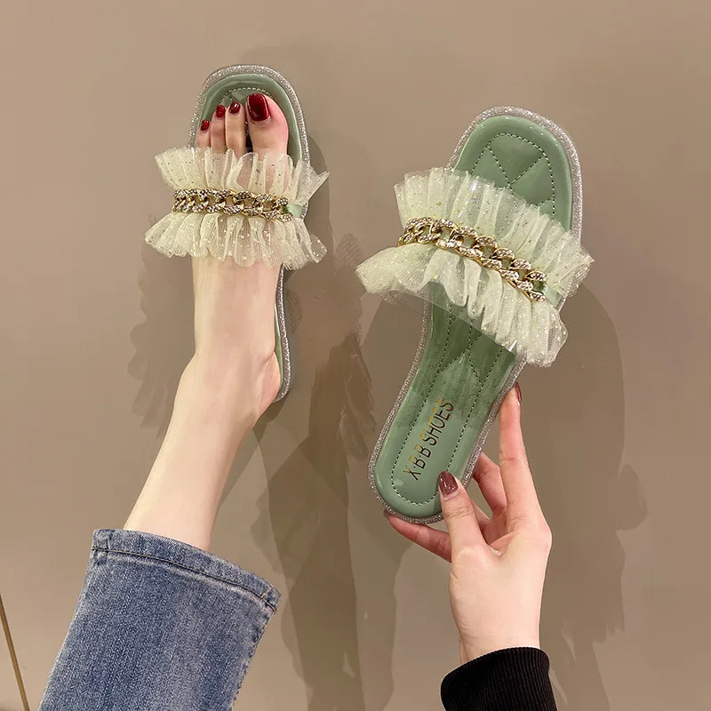 Shoes Glitter Slides Womens Slippers Outdoor Fashion Pantofle Jelly Flat Luxury 2022 Chain PU Basic Shoes Slippers Casual Glitte
Shoes Glitter Slides Womens Slippers Outdoor Fashion Pantofle Jelly Flat Luxury 2022 Chain PU Basic Shoes Slippers Casual Glitte