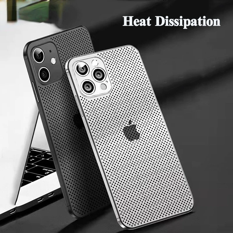 

Heat Dissipation Breathable Cooling Case For iPhone 13 12 11 Pro Max XR XS X 8 7 Plus SE 2022 12Pro PP Plain Color Coque Capinha