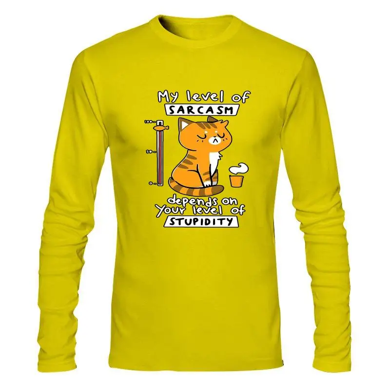 Мужская одежда Новинка кошка мой уровень сарказма зависит от вашего уровня глупости футболка унисекс
Мужская одежда Новинка кошка мой уровень сарказма зависит от вашего уровня глупости футболка унисекс