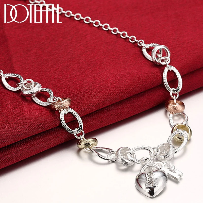 DOTEFFIL 925 Sterling Silver Heart Lock Key Pendant Necklace For Man Women Fashion Wedding Charm Party Charm Jewelry
DOTEFFIL 925 Sterling Silver Heart Lock Key Pendant Necklace For Man Women Fashion Wedding Charm Party Charm Jewelry