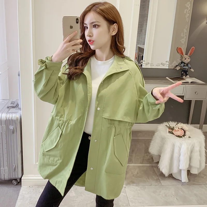 Real Shot Korean Version Spring New Windbreaker Women's Lapel Coat Mid-length Tie Drawstring Loose Windbreaker Women
Real Shot Korean Version Spring New Windbreaker Women's Lapel Coat Mid-length Tie Drawstring Loose Windbreaker Women