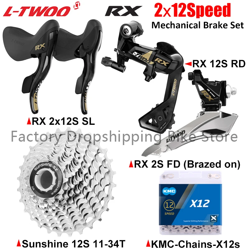 

LTWOO RX 2X12 Speed Bicycle Groupset Carbon Fibre Shifter Brake Rear Derailleurs Ultralight 12S Cassette Sprocket For Road Bike