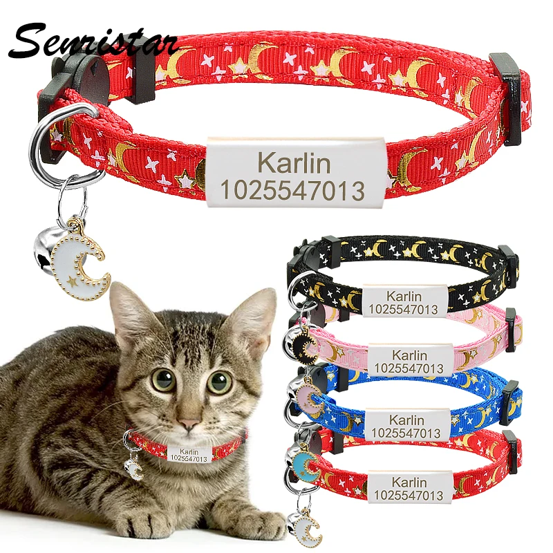 Personalized Name Cat Collar Bell Custom Nameplate Safety Breakaway Cat Collar Adjustable Cute Star Moon Cat Collar Necklace
Personalized Name Cat Collar Bell Custom Nameplate Safety Breakaway Cat Collar Adjustable Cute Star Moon Cat Collar Necklace
