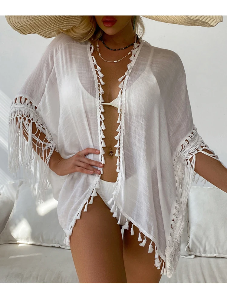 2023 White Cover-ups Crochet Plus size Beachwear Srong Tassel Tunic for Beach Sexy Summer Swimwear Cover up Beach Shirt
2023 White Cover-ups Crochet Plus size Beachwear Srong Tassel Tunic for Beach Sexy Summer Swimwear Cover up Beach Shirt