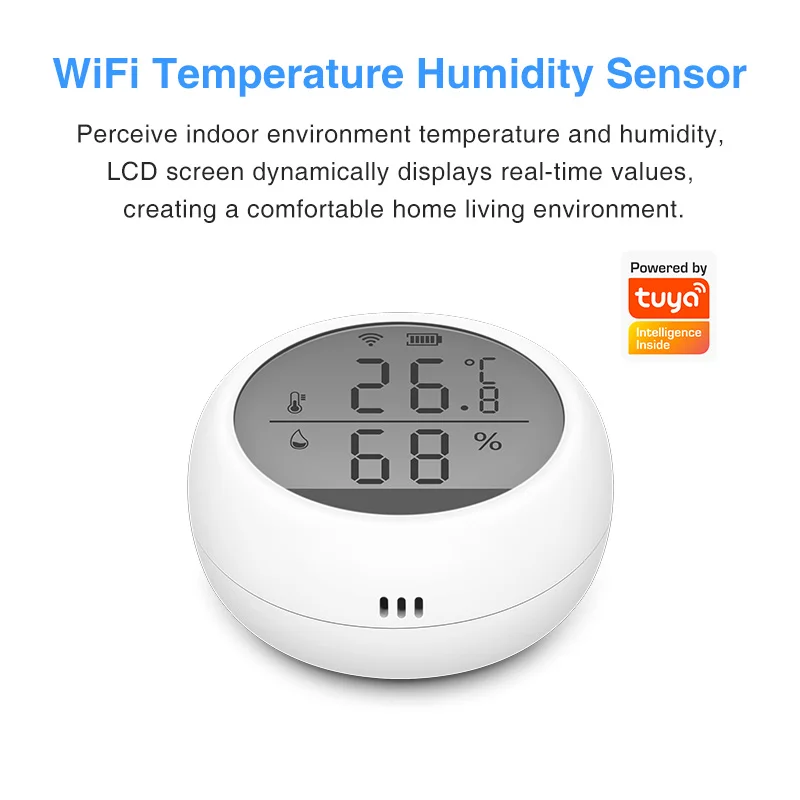 Tuya WIFI Temperature And Humidity Sensor Monitoring LCD Display APP Intelligent Control Temperature Sensor Gauge For Smart Home
Tuya WIFI Temperature And Humidity Sensor Monitoring LCD Display APP Intelligent Control Temperature Sensor Gauge For Smart Home