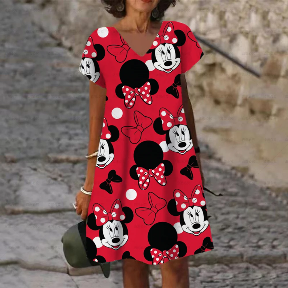 Vintage Sexy Fashion Dress Women Summer Disney-Mickey Minnie Dress Casual Party Dress V Neck Short Sleeve Sundress Vestidos
Vintage Sexy Fashion Dress Women Summer Disney-Mickey Minnie Dress Casual Party Dress V Neck Short Sleeve Sundress Vestidos
