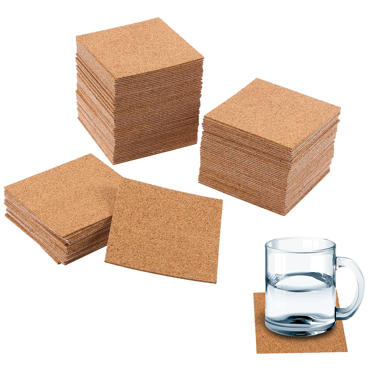 

Cork Adhesive Self Coasters Sheets Pads Backing Coaster Cup Mat Square Board Squares Wooden Holder Mats Wood Drink Strip Tiles