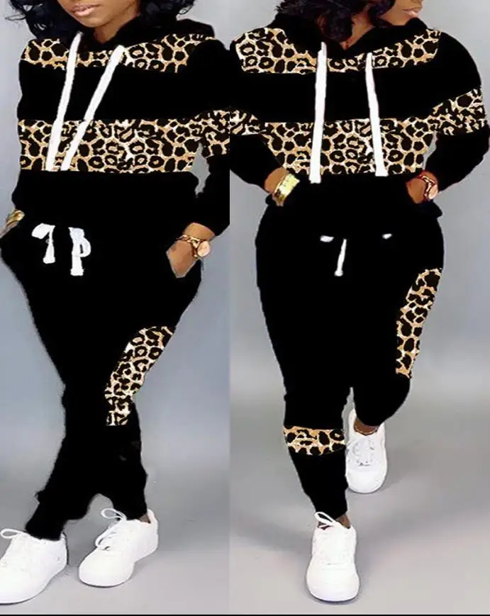 Women's Denim Suit Knitwear Leopard Print Long Sleeve Hoodie & Pants Set Fashion Suits Sports Suit Pant Sets Ladies Outfits
Women's Denim Suit Knitwear Leopard Print Long Sleeve Hoodie & Pants Set Fashion Suits Sports Suit Pant Sets Ladies Outfits