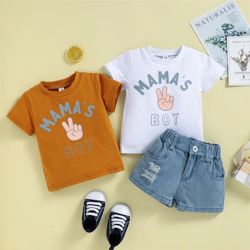 0-24M Baby Boy 2 Piece Letter Top Denim Shorts Set Short Sleeve Crew Top Summer Spring Casual Party Shorts Denim Ripped Pants
0-24M Baby Boy 2 Piece Letter Top Denim Shorts Set Short Sleeve Crew Top Summer Spring Casual Party Shorts Denim Ripped Pants
