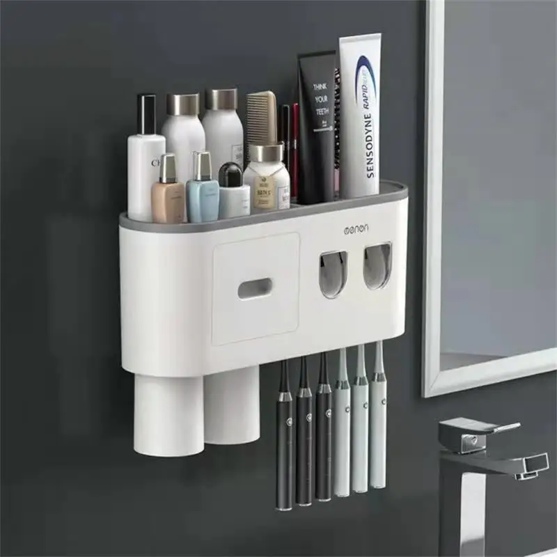 Wall-mounted Bathroom Shelf Shelves Universal Waterproof Storage Box Double Squeeze Toothpaste Device Punch-free Toothbrush Rack
Wall-mounted Bathroom Shelf Shelves Universal Waterproof Storage Box Double Squeeze Toothpaste Device Punch-free Toothbrush Rack