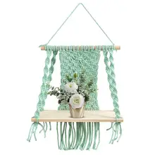 Macrame Wall Hanging Ornaments Boho Woven Tapestry Storage Shelf Succulent Plants Books Display Home Decor