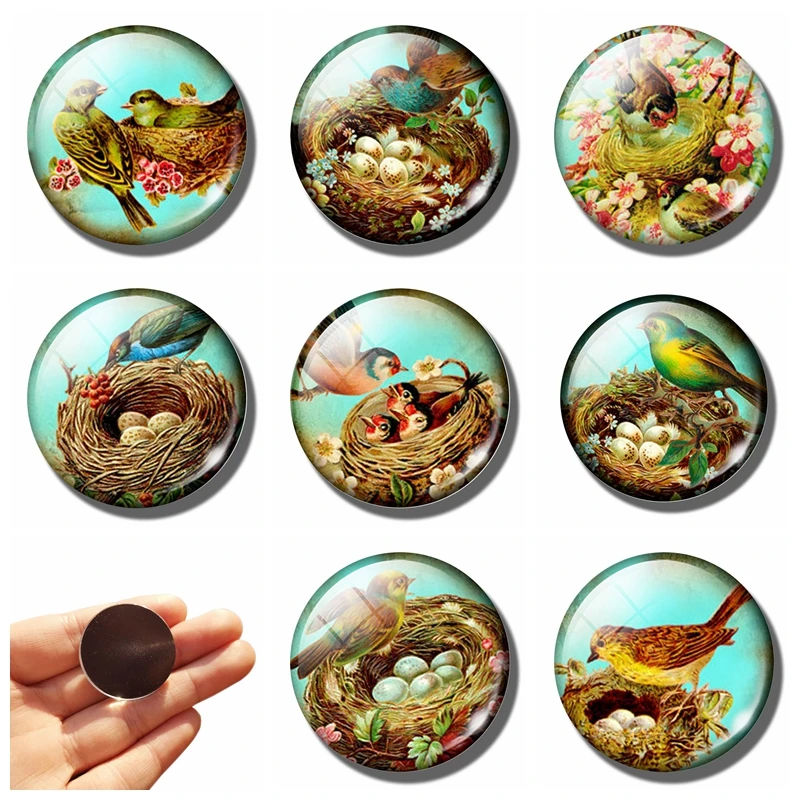 

Pica Pica 30MM Fridge Magnets Bird Magnetic Refrigerator Stickers Sacred Geometry Home Decor Glass Whiteboard Blackboard Magnet