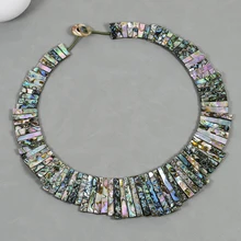 G-G Natural Top-drilled Mix Color Green Abalone Sea Shell Pearl Color Chocker Necklace 19inch Handmade Women Gifts