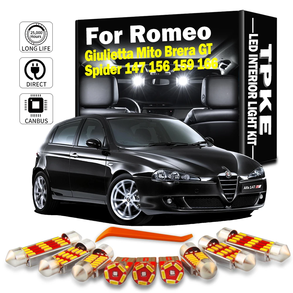 TPKE Canbus Car LED Interior Dome Map Trunk Glove Box Light Kit For Alfa Romeo Giulietta Mito Brera GT Spider 147 156 159 166
TPKE Canbus Car LED Interior Dome Map Trunk Glove Box Light Kit For Alfa Romeo Giulietta Mito Brera GT Spider 147 156 159 166