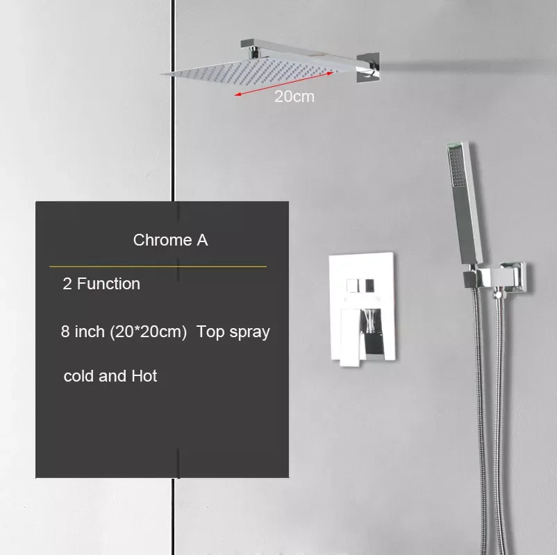 Chrome Shower Faucet Wall Mounted Cold and Hot 2 Function Bathroom Shower Set All Metal Concealed Tap Easy To Install
Chrome Shower Faucet Wall Mounted Cold and Hot 2 Function Bathroom Shower Set All Metal Concealed Tap Easy To Install