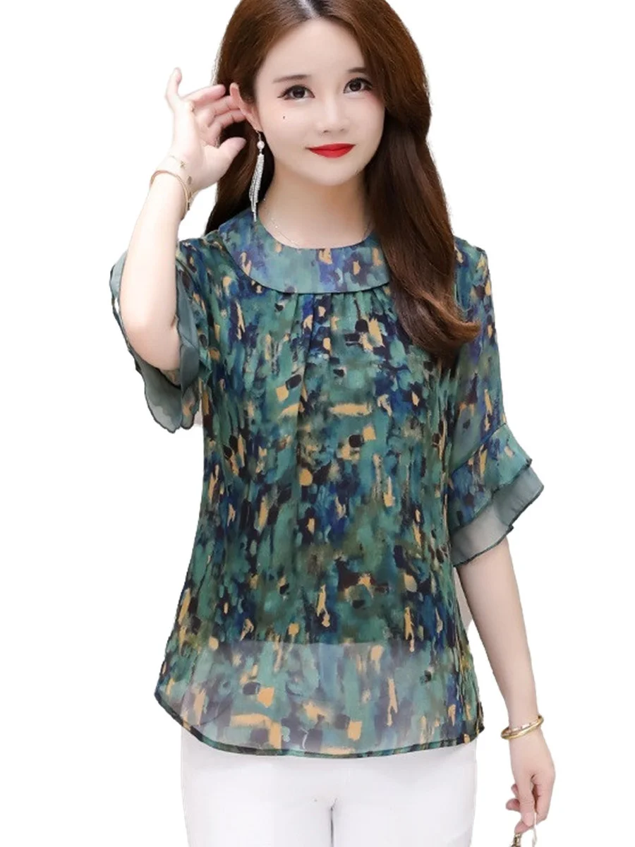 5XL Loose Women Spring Summer Blouses Shirts Lady Fashion Casual Short Sleeve O-Neck Collar Printing Flower Blusas Tops CT0447
5XL Loose Women Spring Summer Blouses Shirts Lady Fashion Casual Short Sleeve O-Neck Collar Printing Flower Blusas Tops CT0447