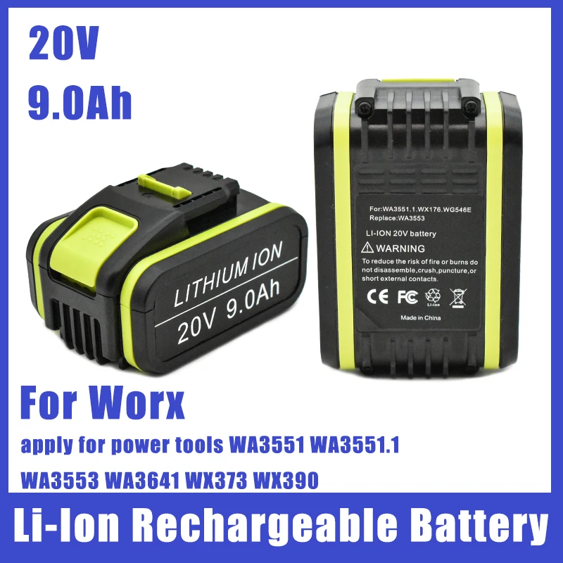 Сменная литий-ионная аккумуляторная батарея 20 в, 9,0 Ач для Worx WA3551, WA3553, WX390, WX176, WX550, WX386, WX373, WX290, WX800, WU268
Сменная литий-ионная аккумуляторная батарея 20 в, 9,0 Ач для Worx WA3551, WA3553, WX390, WX176, WX550, WX386, WX373, WX290, WX800, WU268