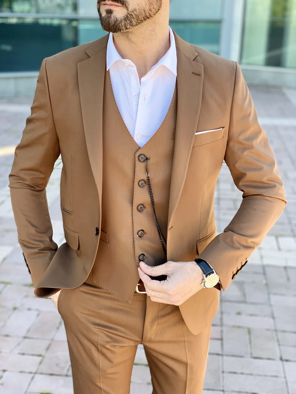 Brown Wedding Tuxedo For Bridegroom Fashion Slim Men's Suits Custom Made Best Selling 3-Piece Jacket+Pants+Vest Costume Homme
Brown Wedding Tuxedo For Bridegroom Fashion Slim Men's Suits Custom Made Best Selling 3-Piece Jacket+Pants+Vest Costume Homme