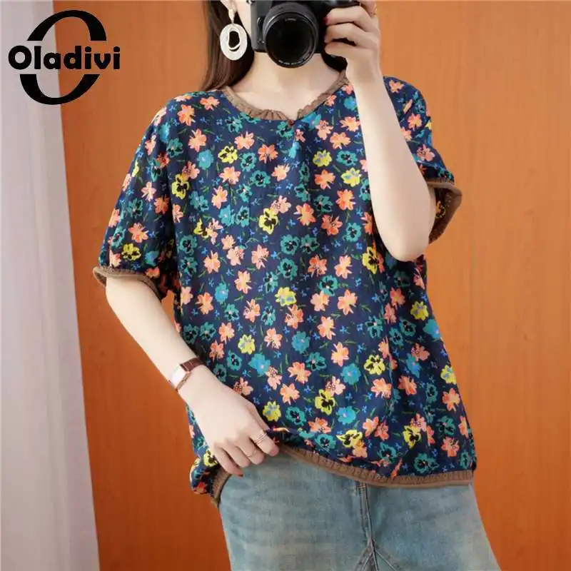 Oladivi Oversized Fashion Print Cotton Linen Blouses Women Casual Loose Tops Ladies Short Sleeve Shirts Big Tunics Blusas L-3XL
Oladivi Oversized Fashion Print Cotton Linen Blouses Women Casual Loose Tops Ladies Short Sleeve Shirts Big Tunics Blusas L-3XL