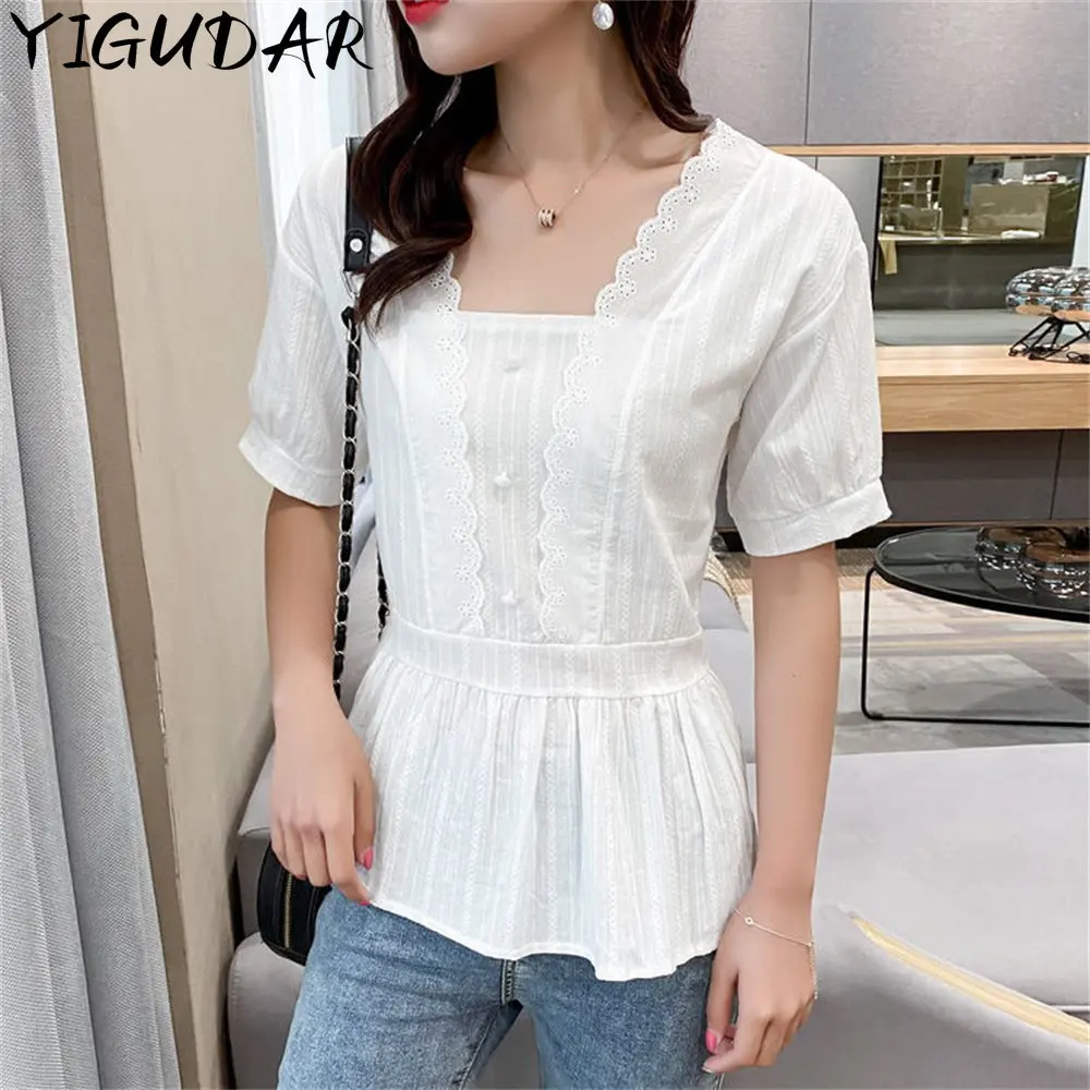 Fashion Elegant Summer Short Sleeve Woman Shirts Square Collar Hollow Out Blouse Women 2023 Korean Lace Shirt Blusas Female body
Fashion Elegant Summer Short Sleeve Woman Shirts Square Collar Hollow Out Blouse Women 2023 Korean Lace Shirt Blusas Female body