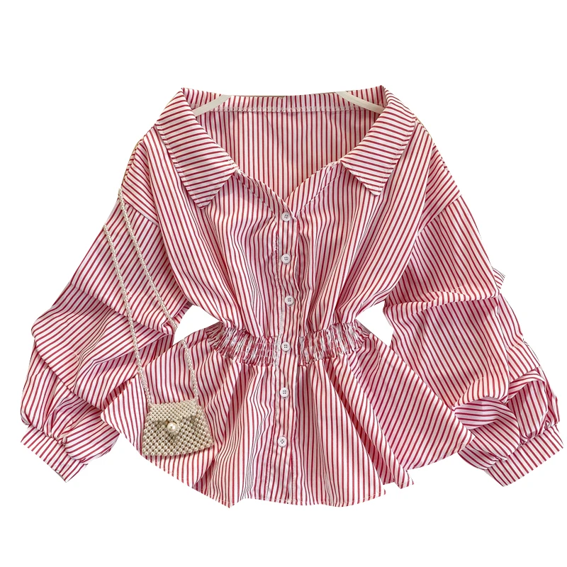Vintage Shirt Design Waist Lotus Leaf Cropped Striped Top Contrast Color Polo Shirt Women
Vintage Shirt Design Waist Lotus Leaf Cropped Striped Top Contrast Color Polo Shirt Women