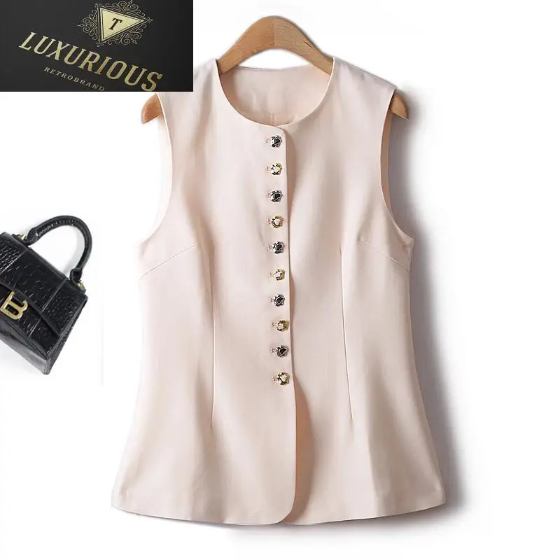 British Style Spring Autumn Sleeveless Vests For Women 2023 New Outerwear Korean Fashion Single Breasted Slim O Neck Jackets 4XL
British Style Spring Autumn Sleeveless Vests For Women 2023 New Outerwear Korean Fashion Single Breasted Slim O Neck Jackets 4XL