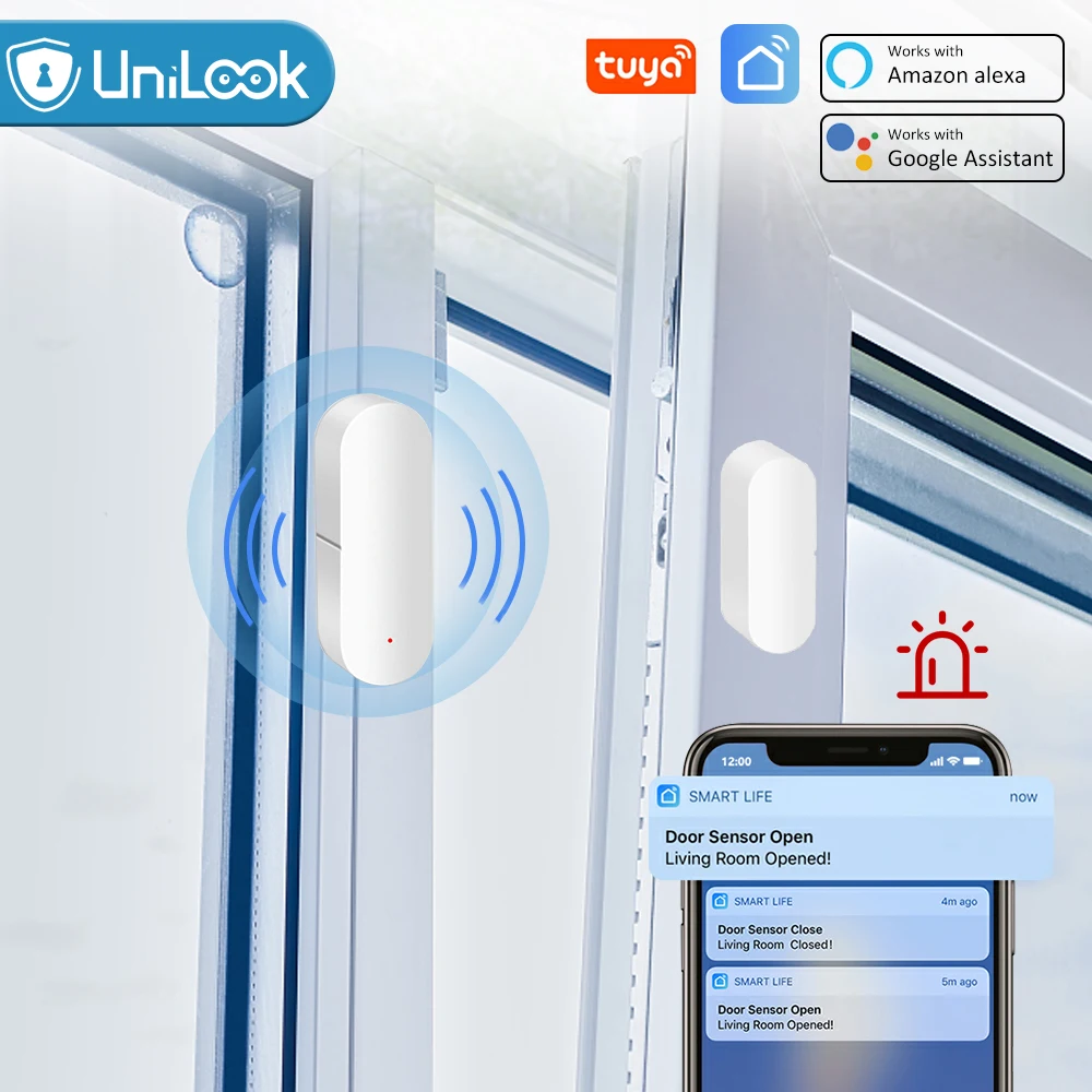 

Tuya WiFi Door Sensor Smart Home Alarm Door Open Detectors Security Protection App Remote Control Work with Google Assistant