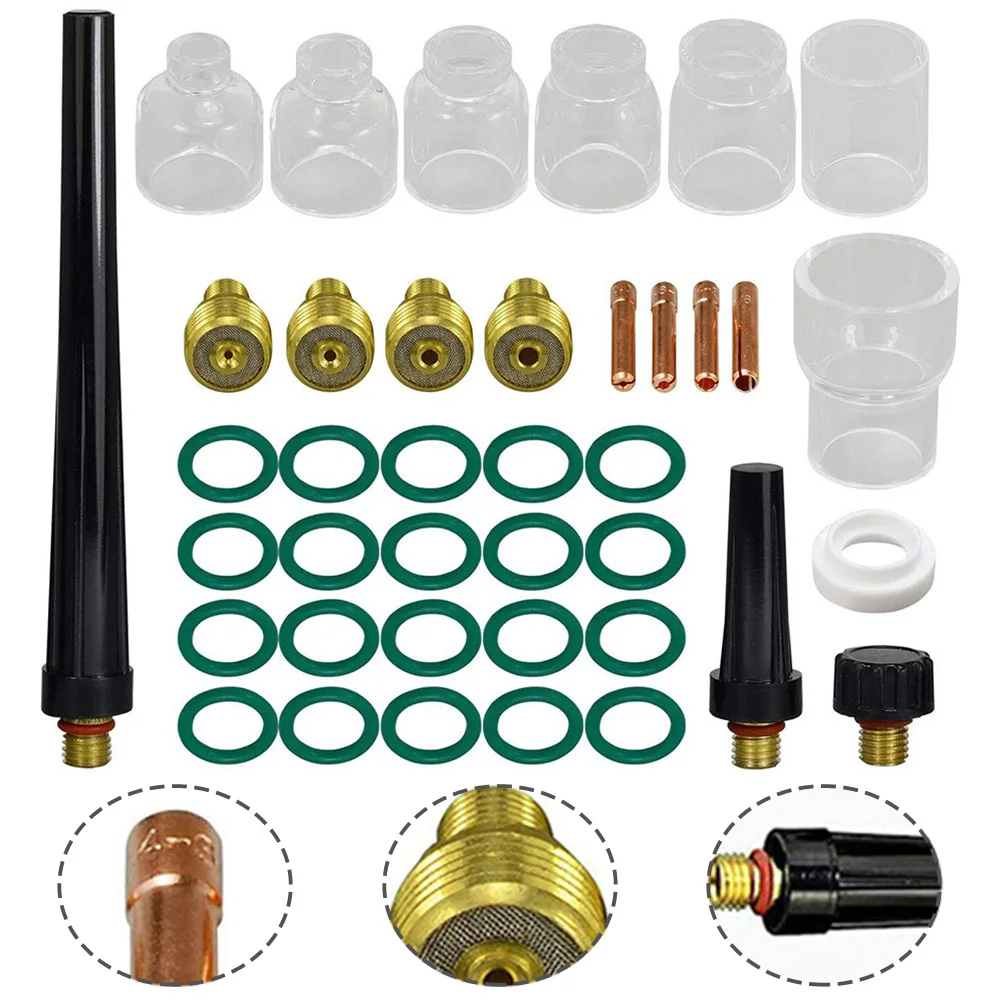 39Pcs TIG Gas Lens Collet Body Pyrex Cup Kit DB SR WP 9 20 25 TIG Welding Torch For Welders Cutters Torches
39Pcs TIG Gas Lens Collet Body Pyrex Cup Kit DB SR WP 9 20 25 TIG Welding Torch For Welders Cutters Torches