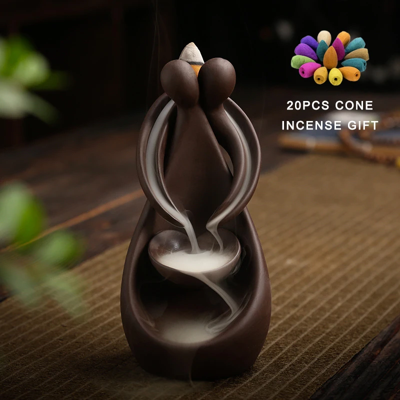 PINNY Creative Love Figure Statue Backflow Purple Clay Incense Burner Sandalwood Cone Censer For Room Decoration Meditation
PINNY Creative Love Figure Statue Backflow Purple Clay Incense Burner Sandalwood Cone Censer For Room Decoration Meditation