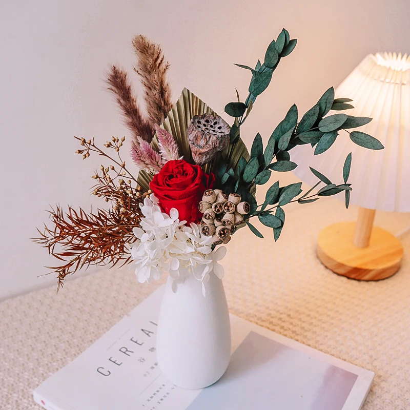 Rose Preserved Hydrangea Palm Leaf Dried Flowers Bouquet Pampa Eucalyptus Coloured Natural Flower Arrangement Home Wedding Decor
Rose Preserved Hydrangea Palm Leaf Dried Flowers Bouquet Pampa Eucalyptus Coloured Natural Flower Arrangement Home Wedding Decor